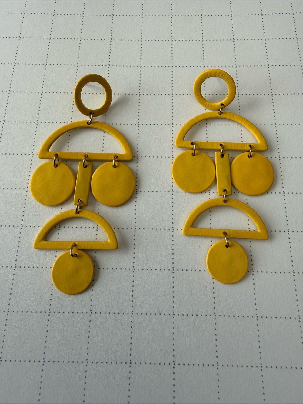 MOd Yellow Geometric Drop Earrings - Modern Statement Jewelry